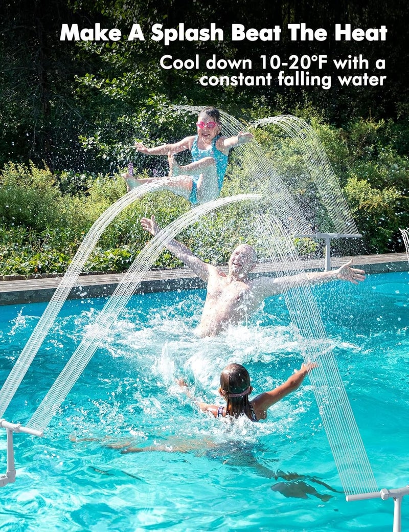 POOLHACKER [Patent Pending] 2025 Upgrade Pool Fountain - Dual Spray Water Fountains for Above Ground/Inground Pools, 2-in-1 Adjustable Waterfall Pool Sprinkler Fountain - Image 5